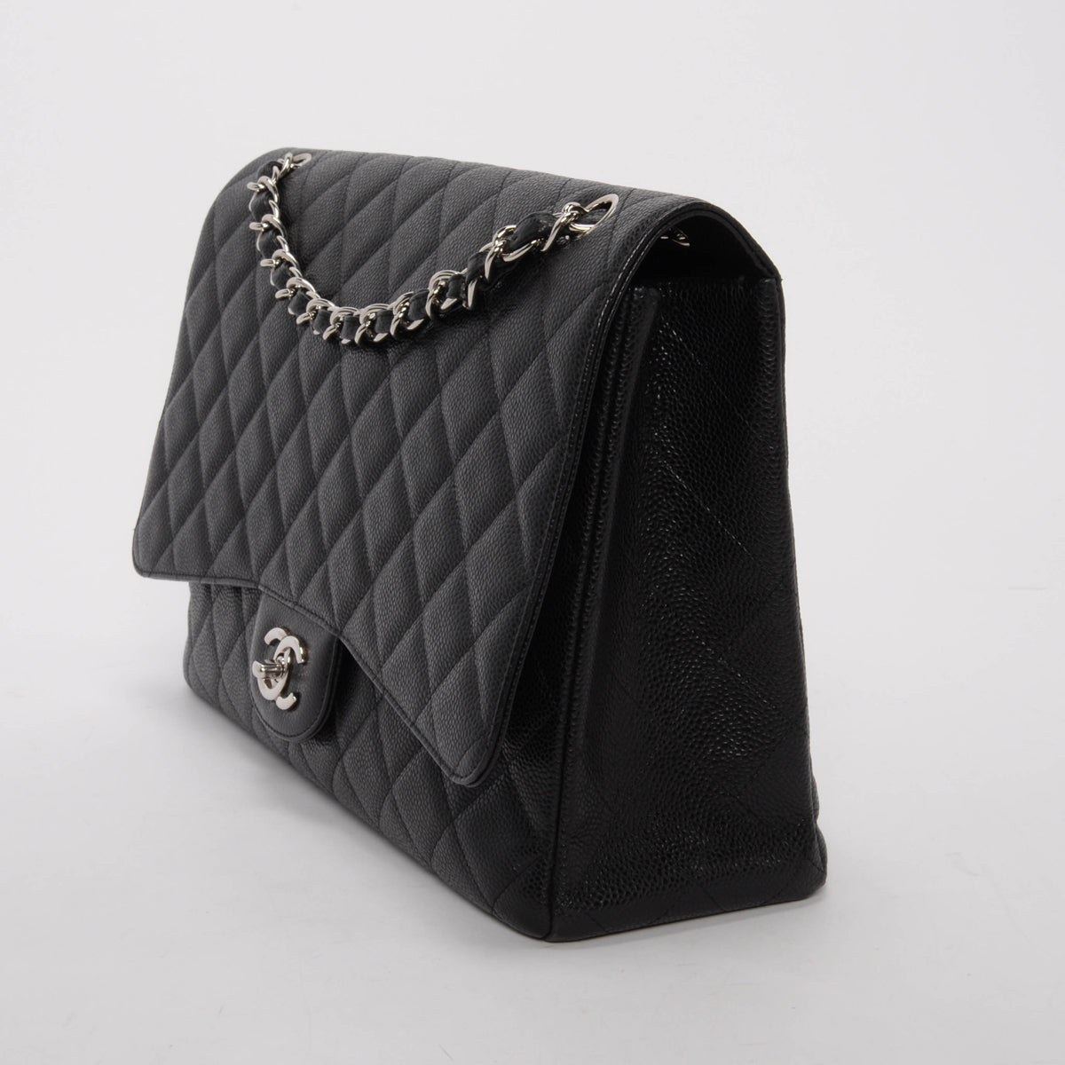 Chanel Black Quilted Caviar Jumbo Single Flap Bag