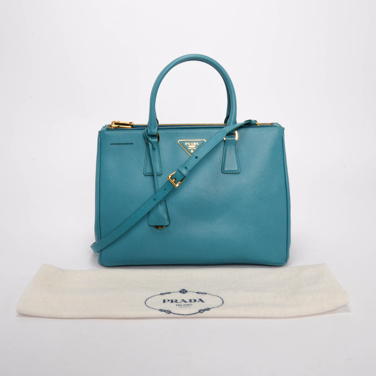 Prada Turquoise Saffiano Lux Large Galleria Tote