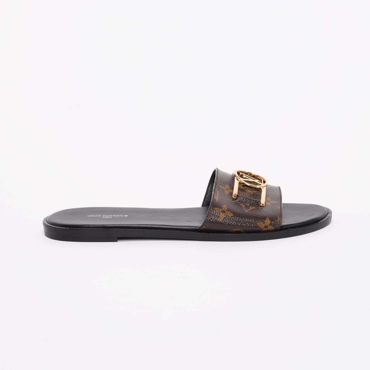 Louis Vuitton Black Monogram Lock It Flat Mules 40