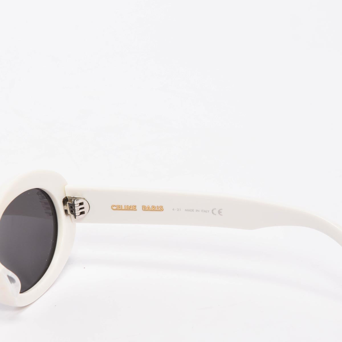 Celine White Triomphe Oval Sunglasses