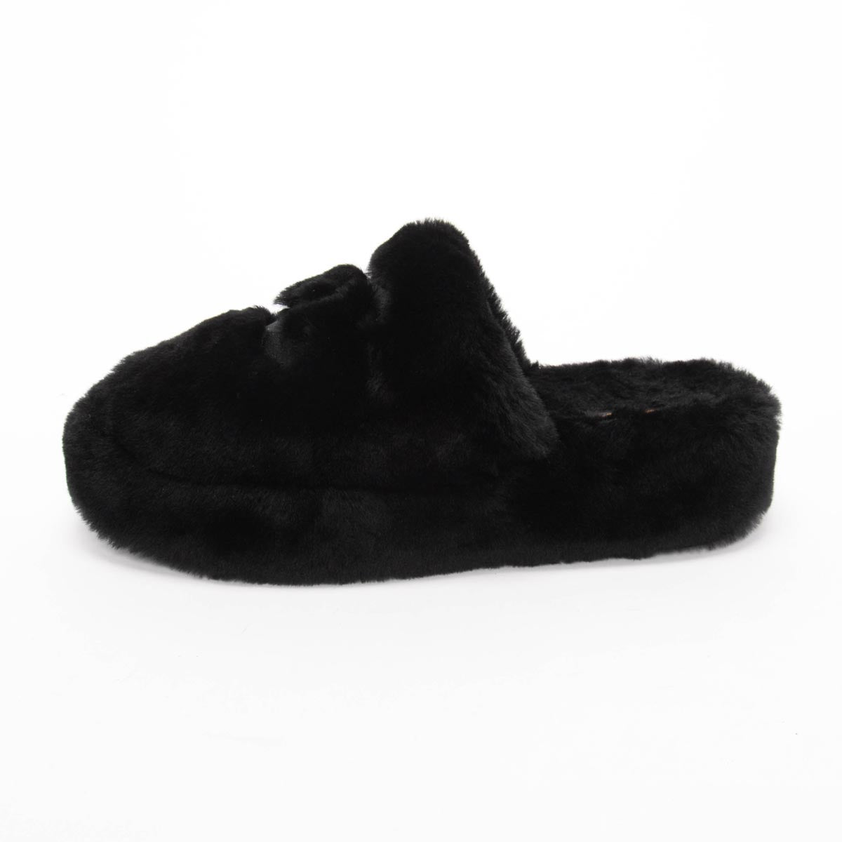 Chanel Black Shearling CC Travel Slippers & Pouch