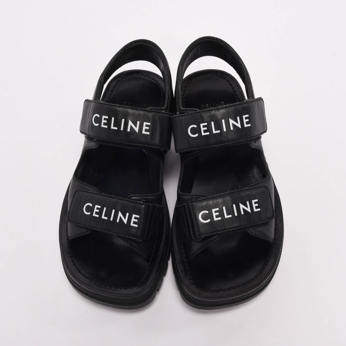 Celine Black Calfskin Leo Scratch Sandals 36