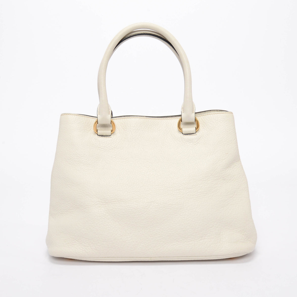 Prada Talco White Vitello Phenix Small Shoulder Bag