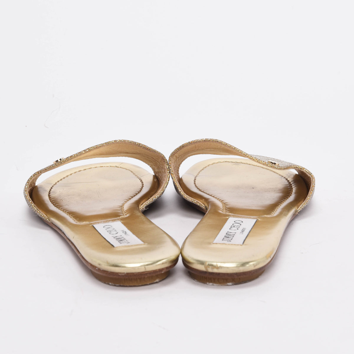 Jimmy Choo Gold Glitter Nanda Slides 40