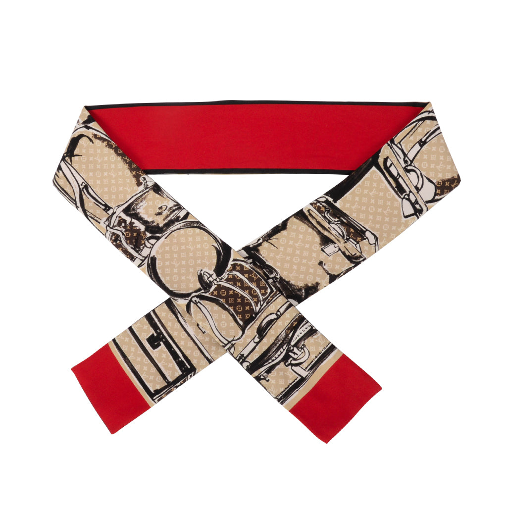 Louis Vuitton Beige & Red Silk Trunks Bandeau