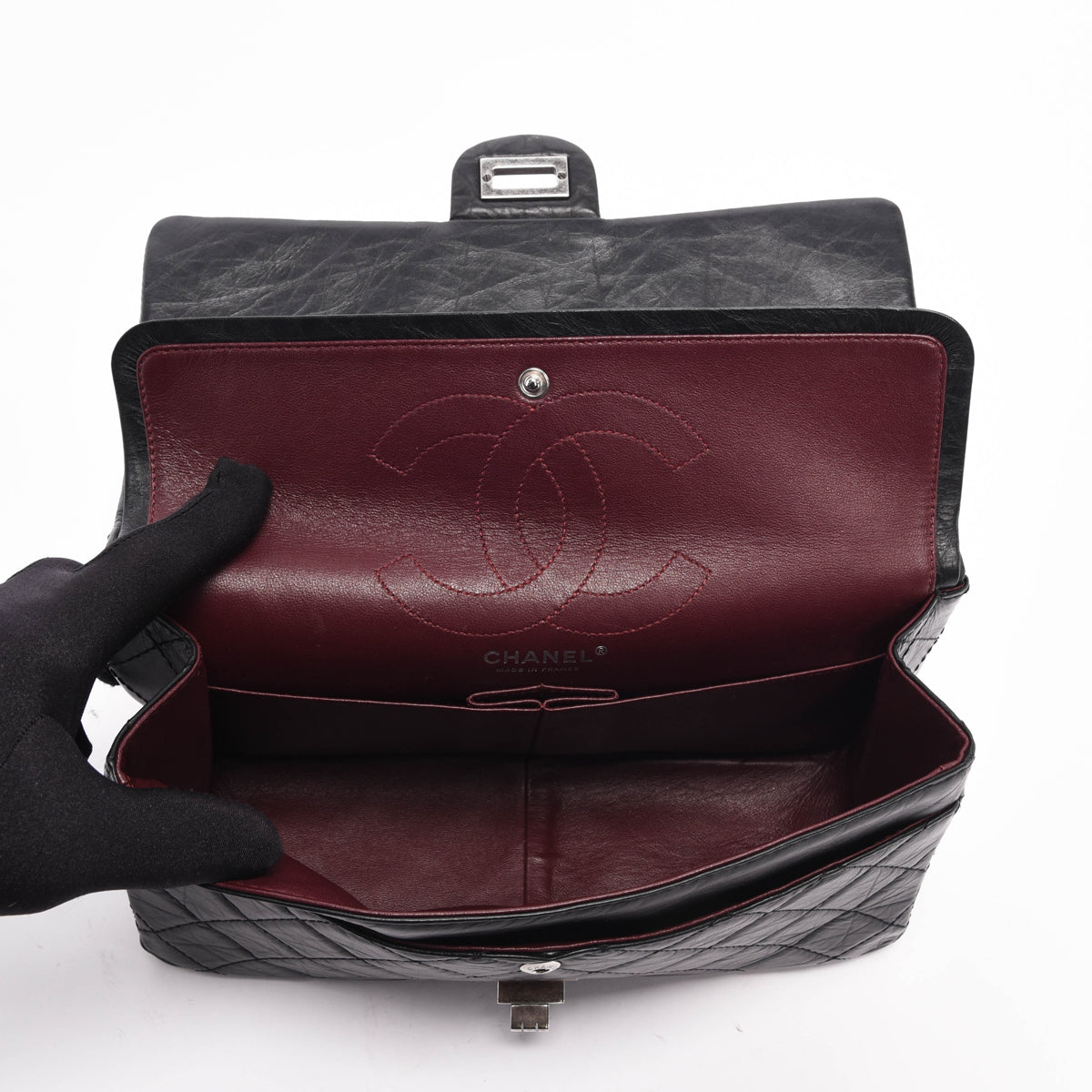 Chanel Black Aged Calfskin 2.55 Reissue 226 Flap Bag