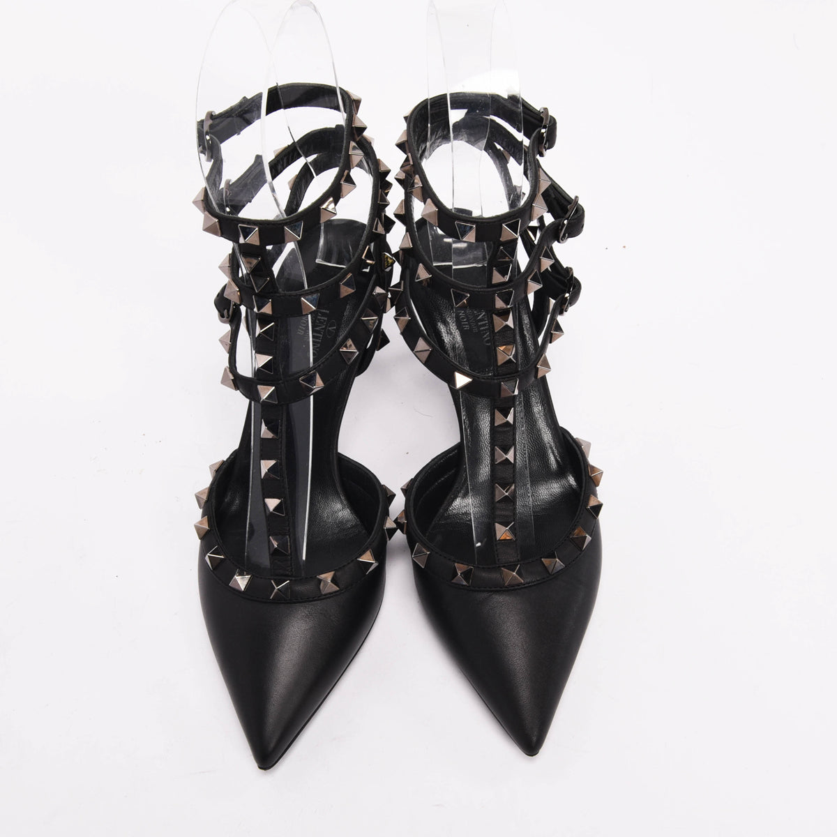 Valentino Black Matt Leather Rockstud Cage Pumps 36.5