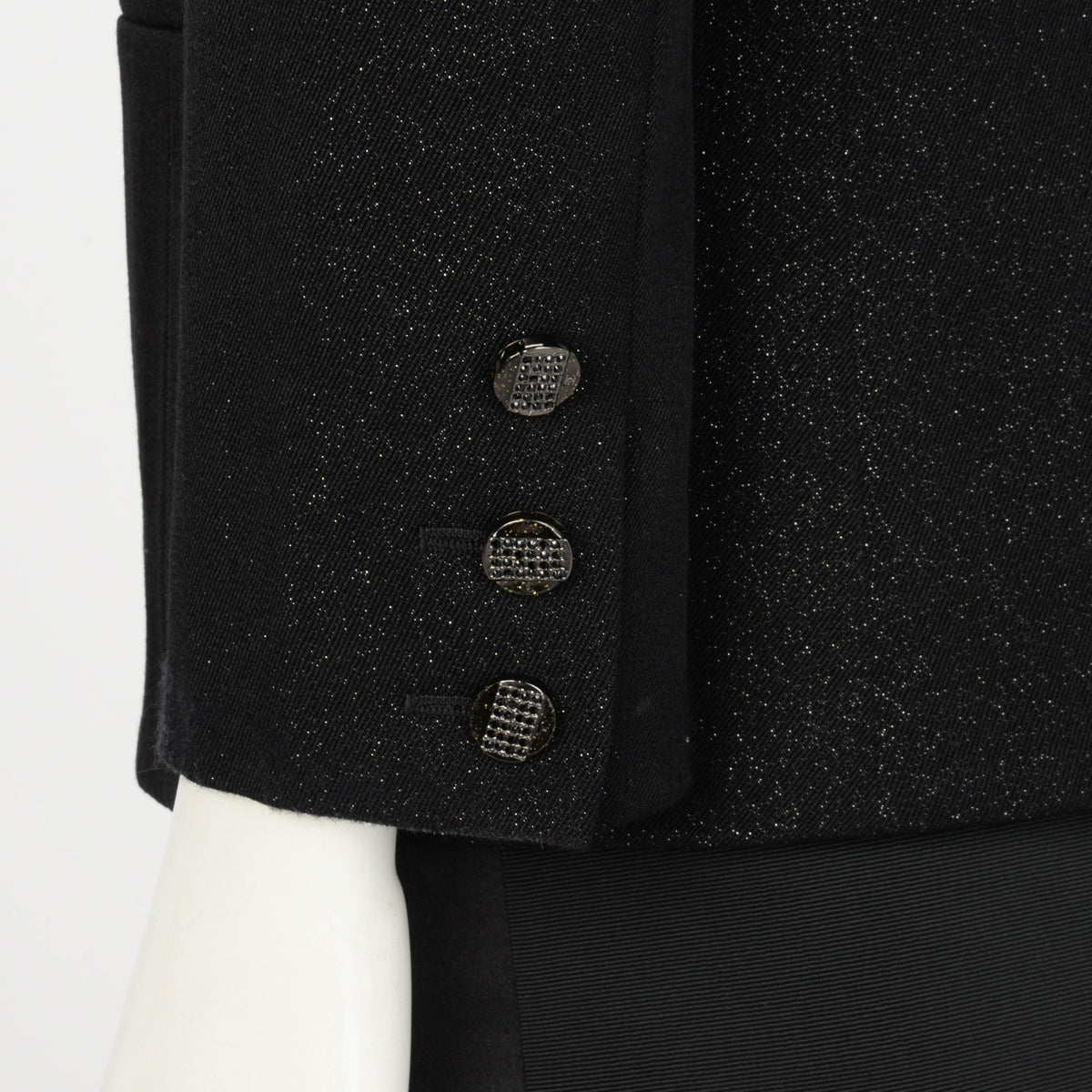 Chanel Black Lurex Tuxedo Style Jacket FR 38
