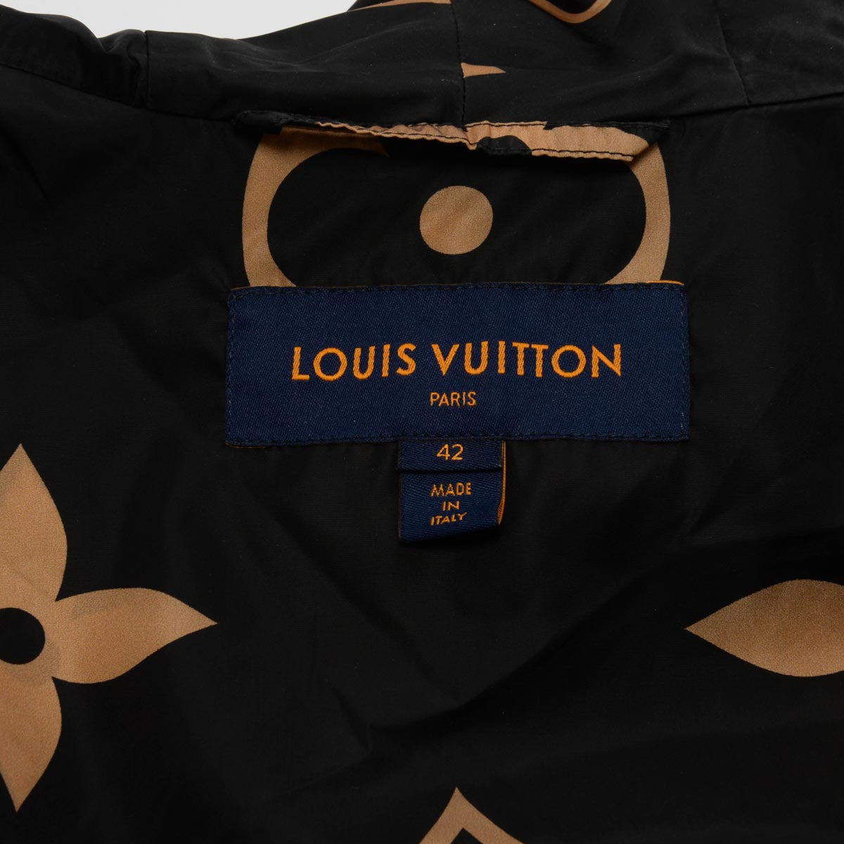 Louis Vuitton Black & Tan Nylon Monogram Hooded Jacket FR 42
