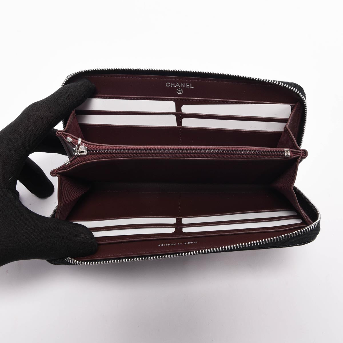 Chanel Black Quilted Caviar Long Zipped Wallet