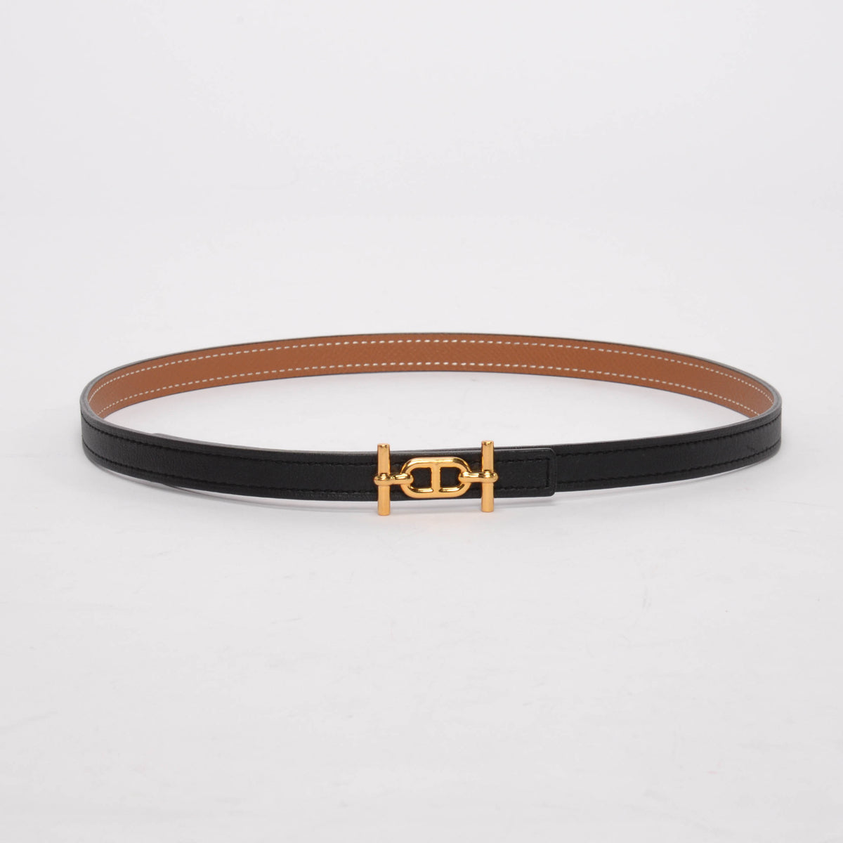 Hermes Black & Gold Epsom Ancre Reversible Belt