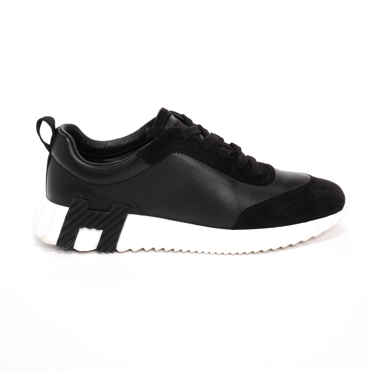 Hermes Black Leather & Suede Bouncing Sneakers 38