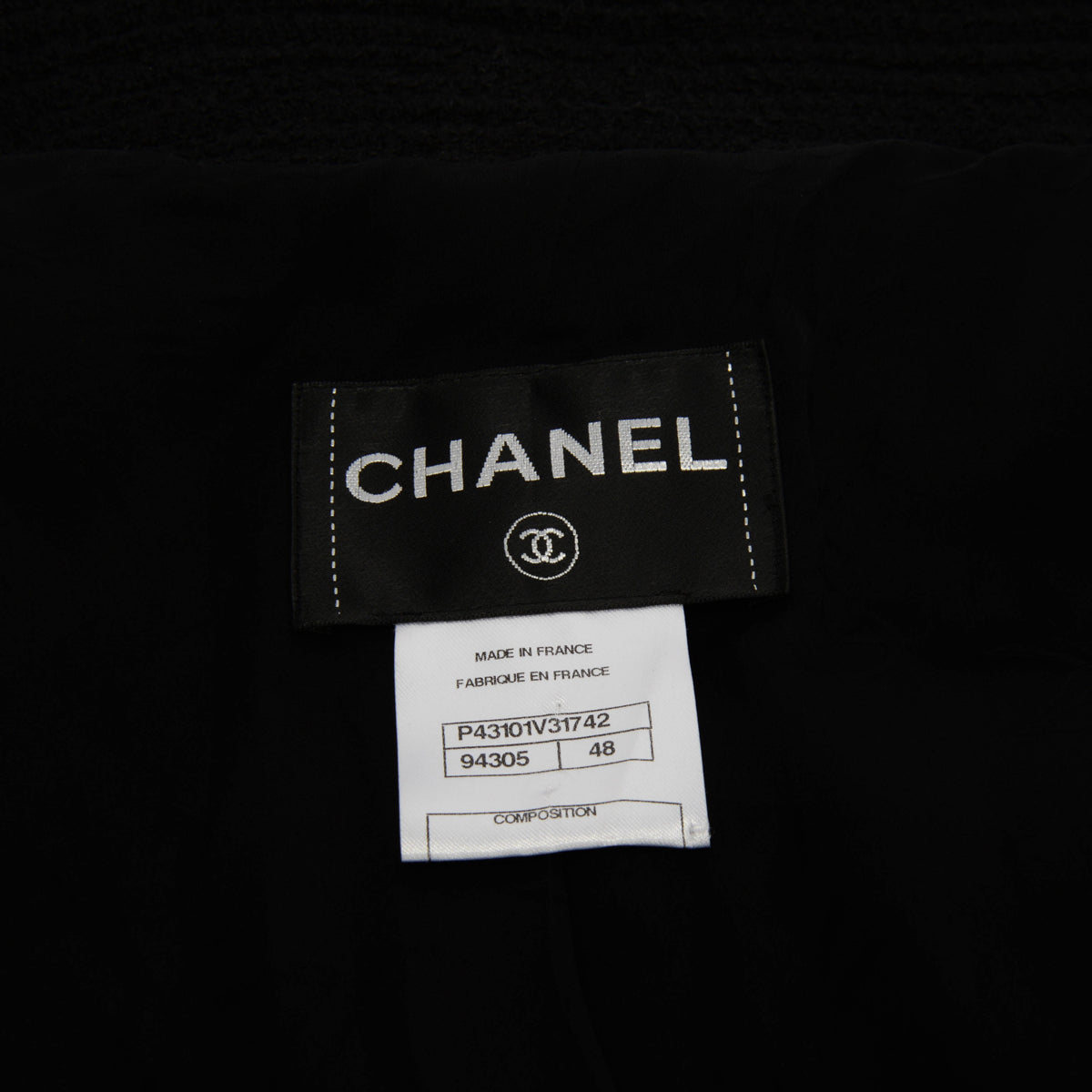 Chanel Black Cotton Boucle Patch Pocket Jacket FR 48