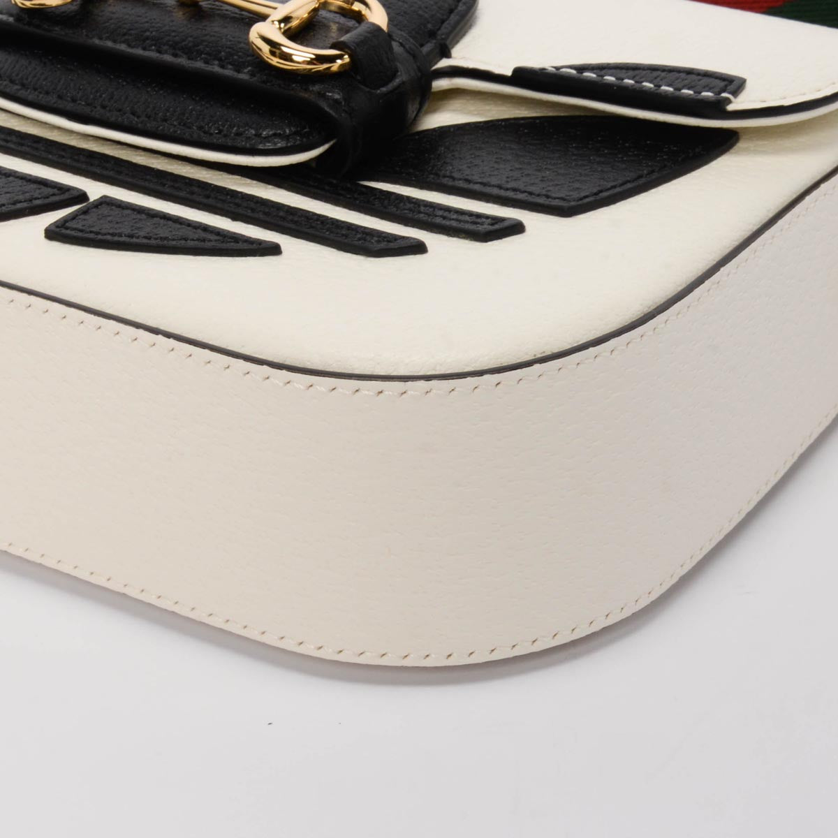 Gucci x Adidas White Textured Dollar Calfskin Horsebit 1955 Mini Bag