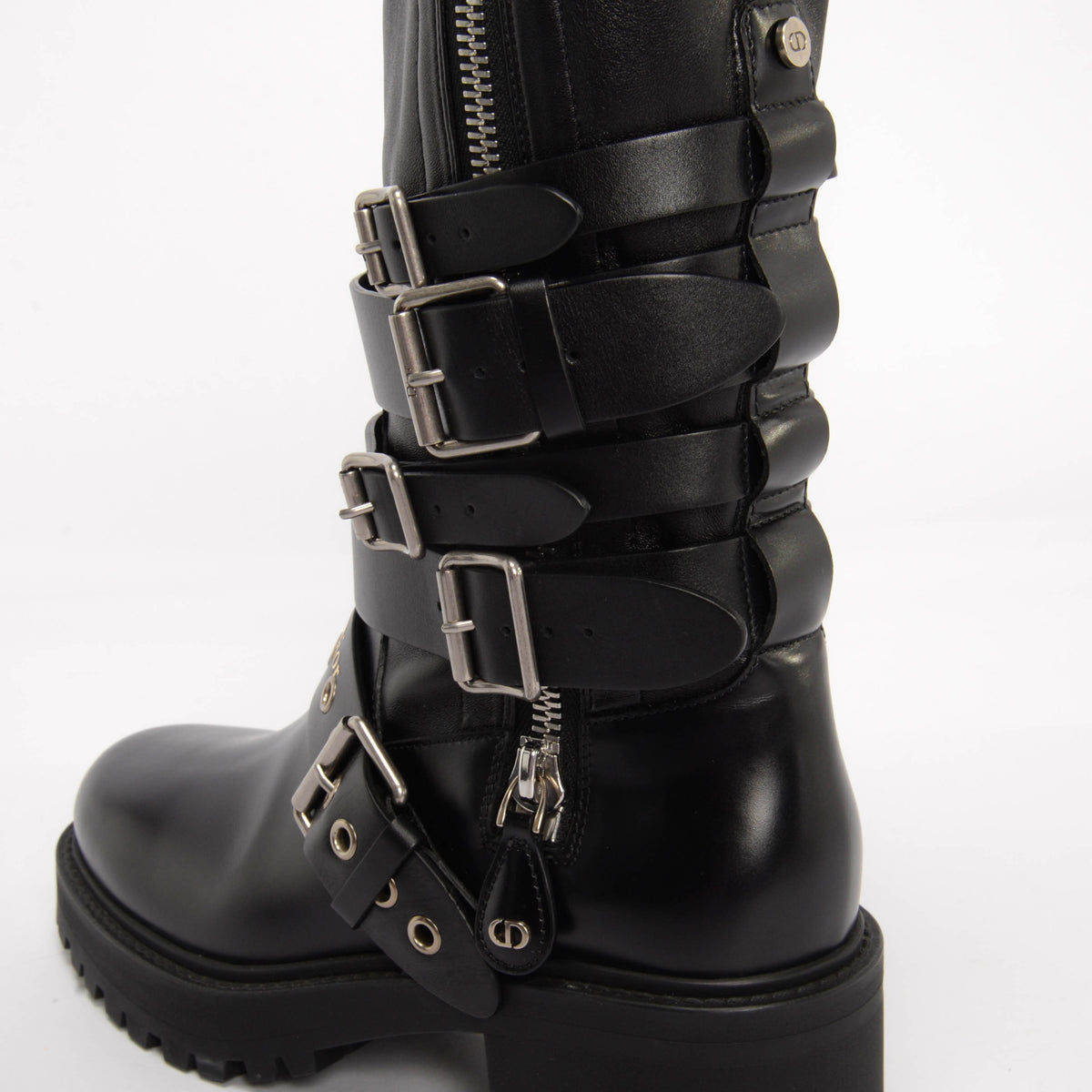 Dior Black Calf D-Fight Buckled Boots 38