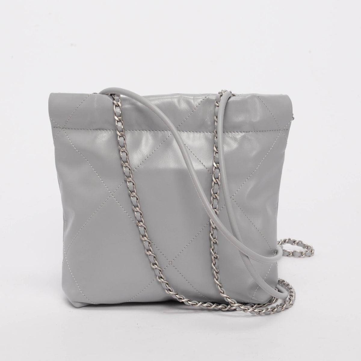 Chanel Light Grey Shiny Calfskin Mini 22 Bag