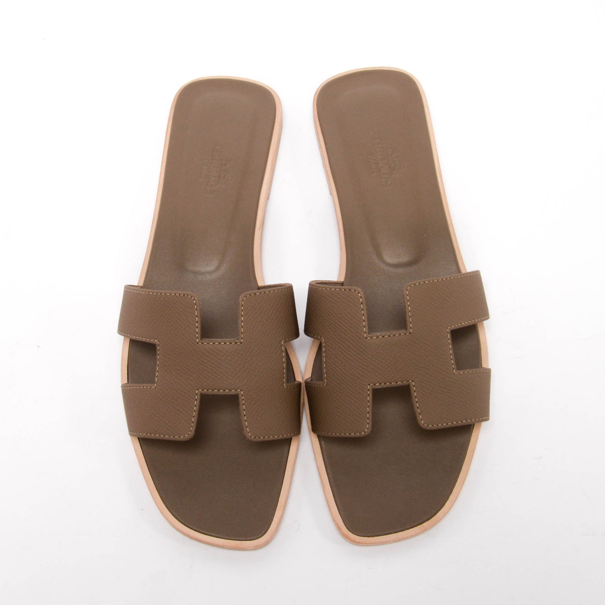 Hermes Etoupe Epsom Oran Sandals 39.5