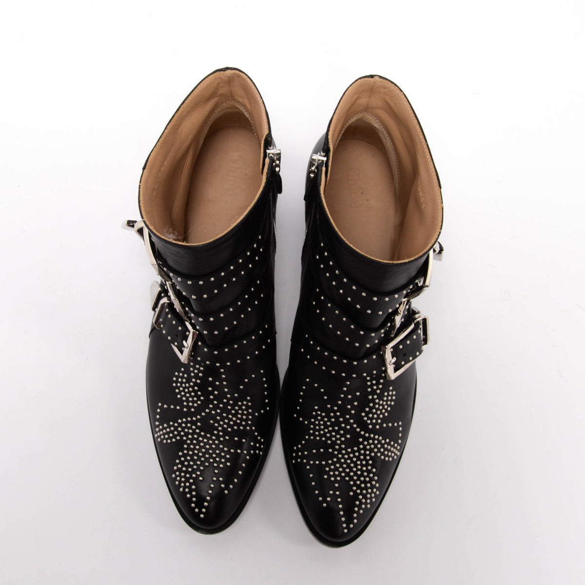 Chloe Black & Silver Studded Susanna Boots 39