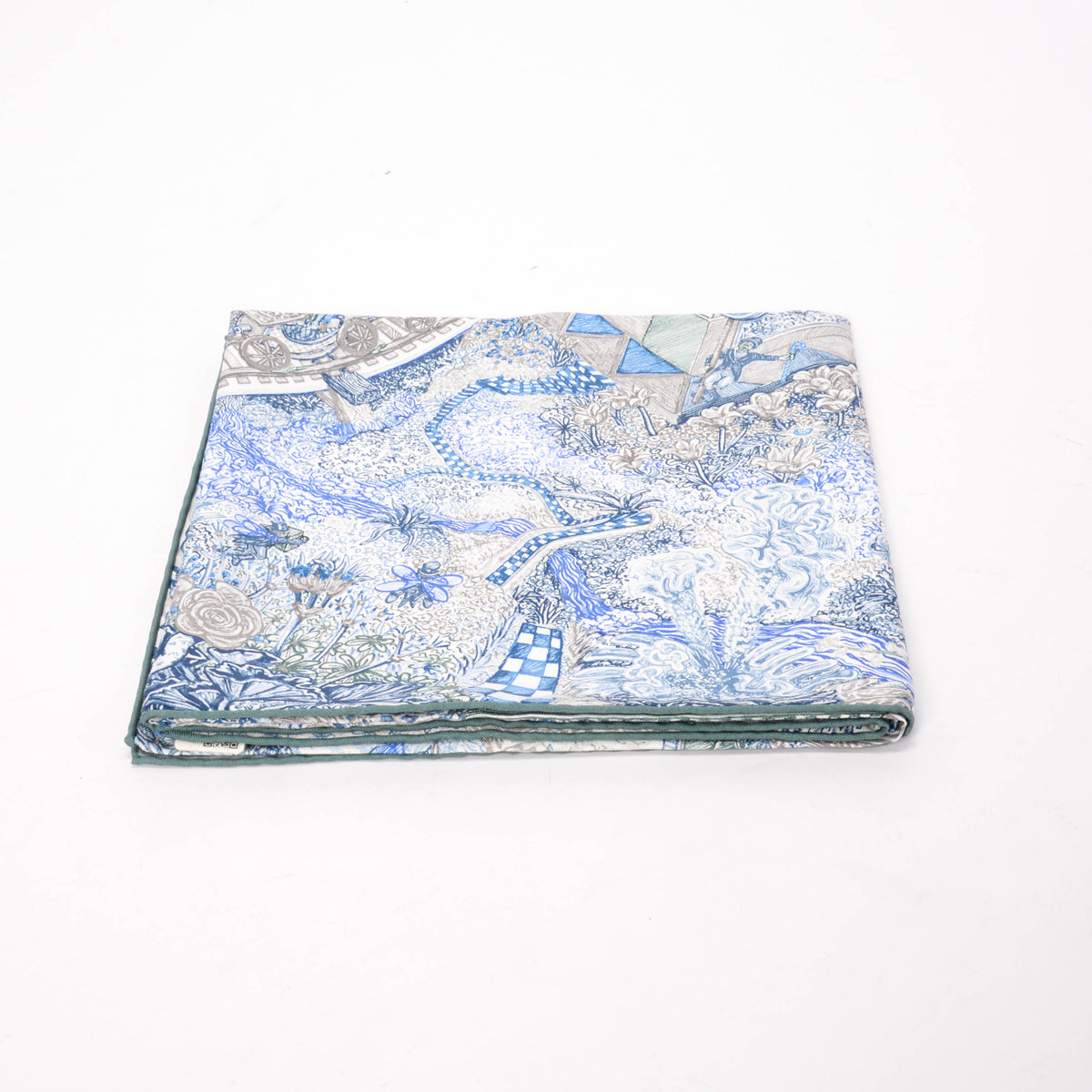 Hermes Blue Electric Silk Les Folies Du Faubourg Scarf