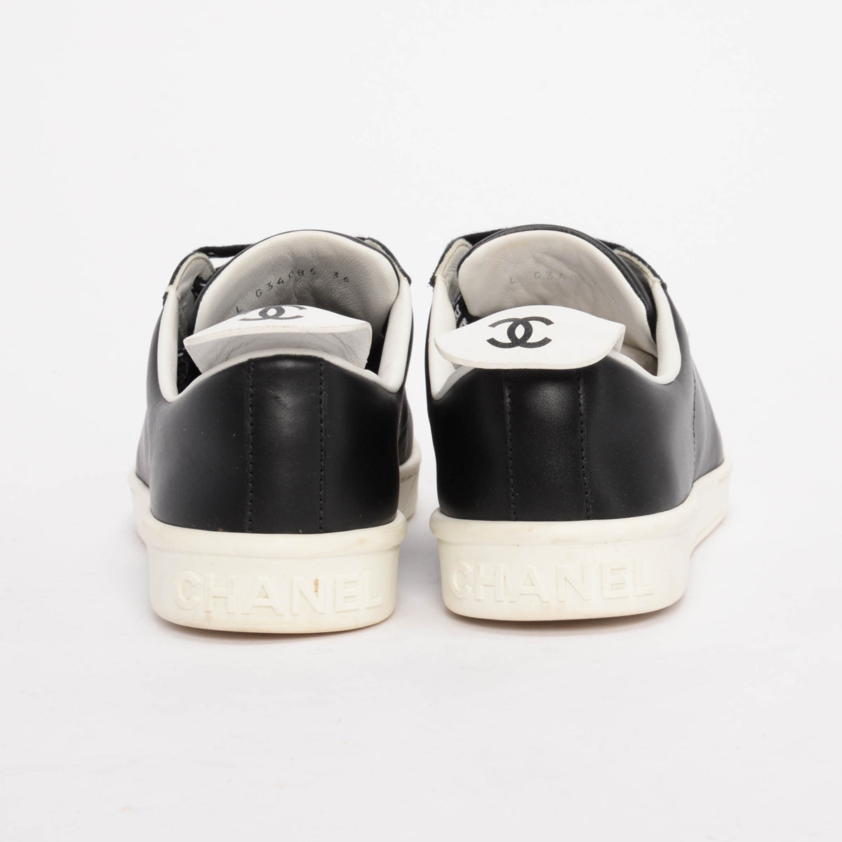 Chanel Black Calfskin Weekender Logo Sneakers 36