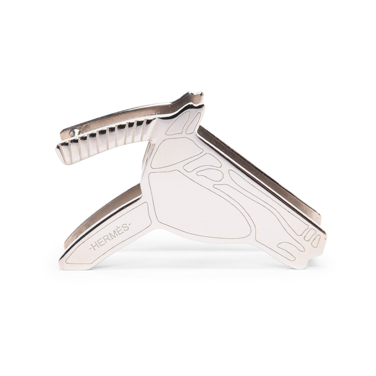 Hermes Silver Palladium Tete de Cheval Scarf Ring
