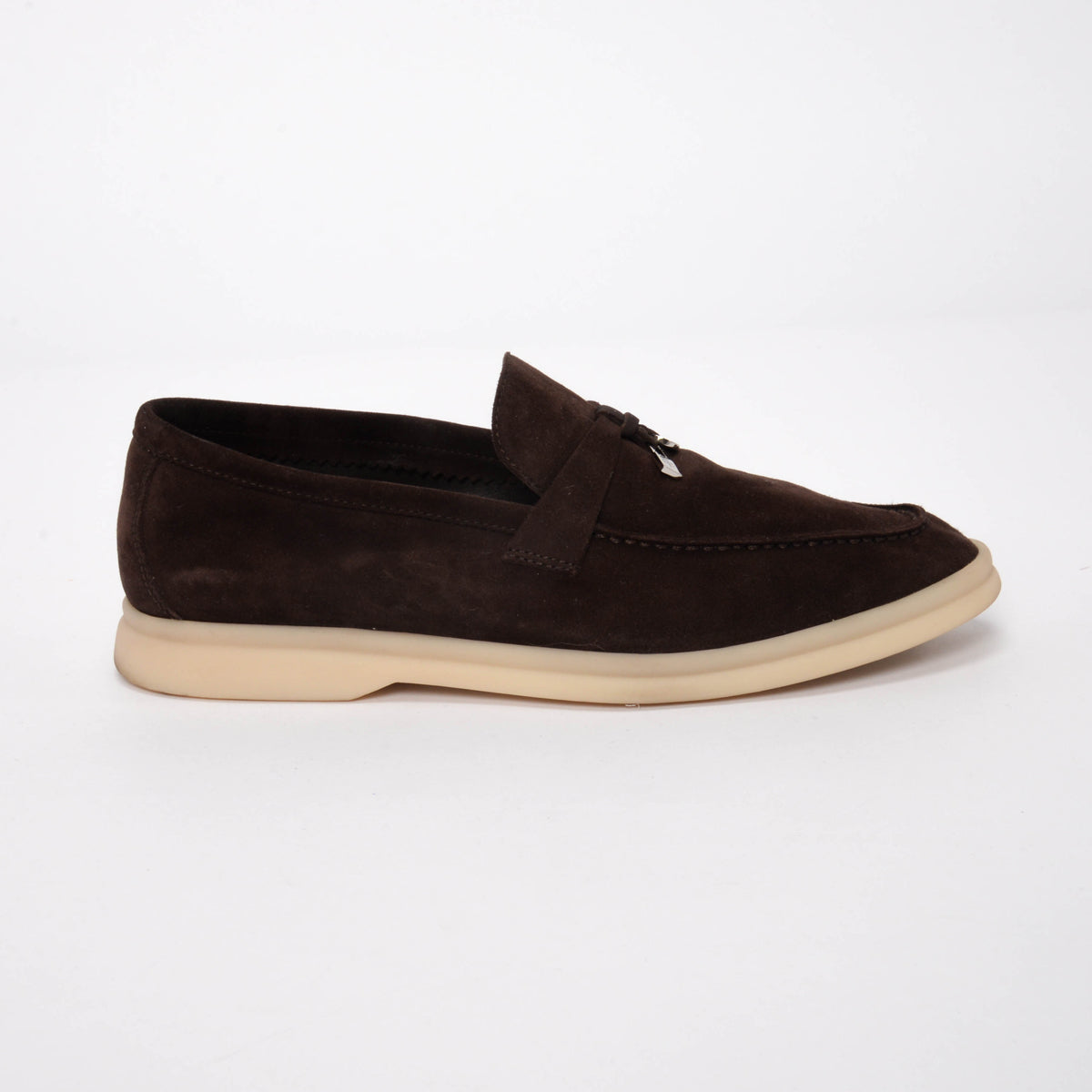 Loro Piana Chocolate Suede Summer Charms Walk Loafers 38