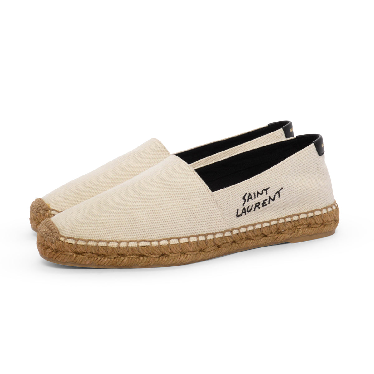 Saint Laurent Ecru Canvas Signature Logo Espadrilles 40