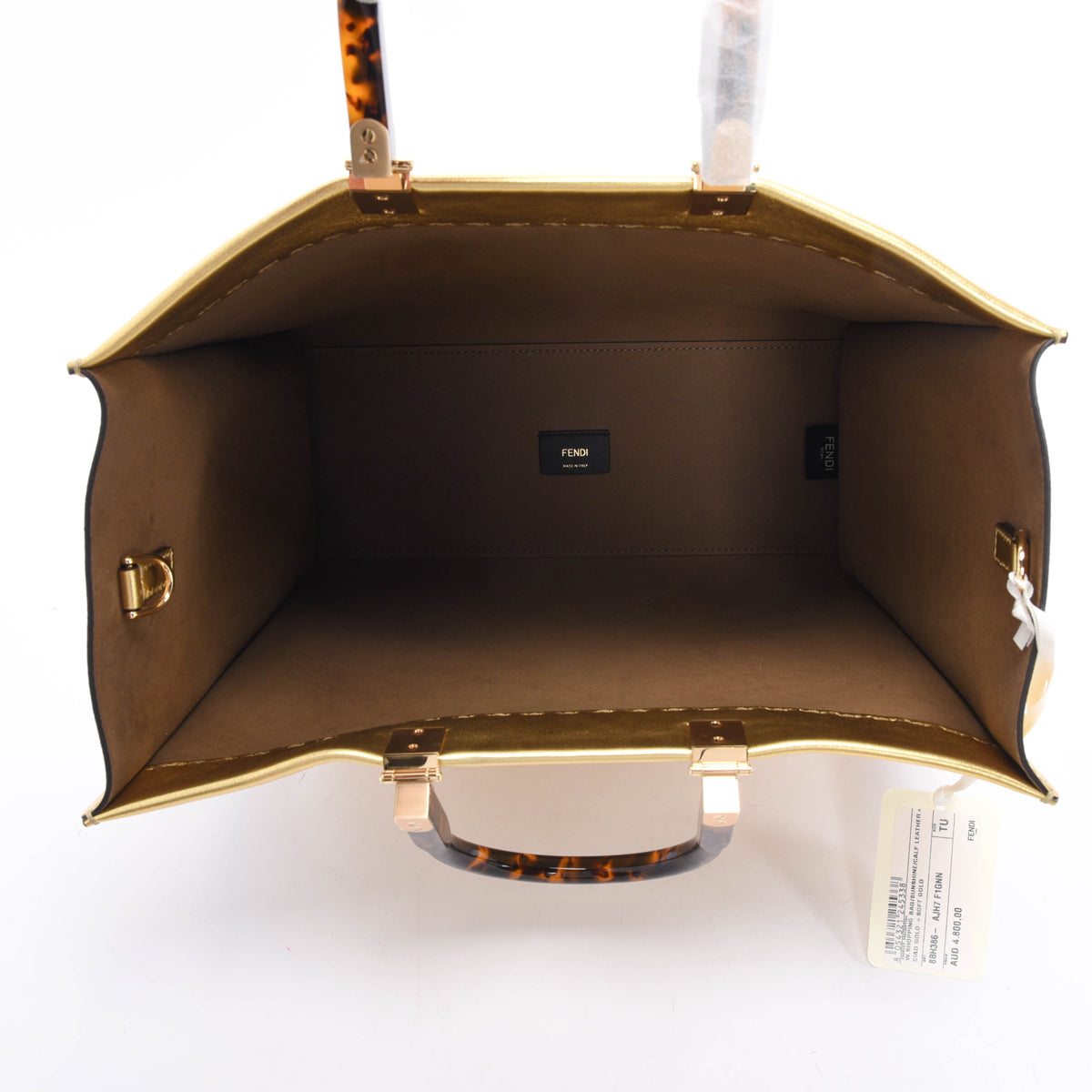 Fendi Gold Metallic Leather Medium Sunshine Tote