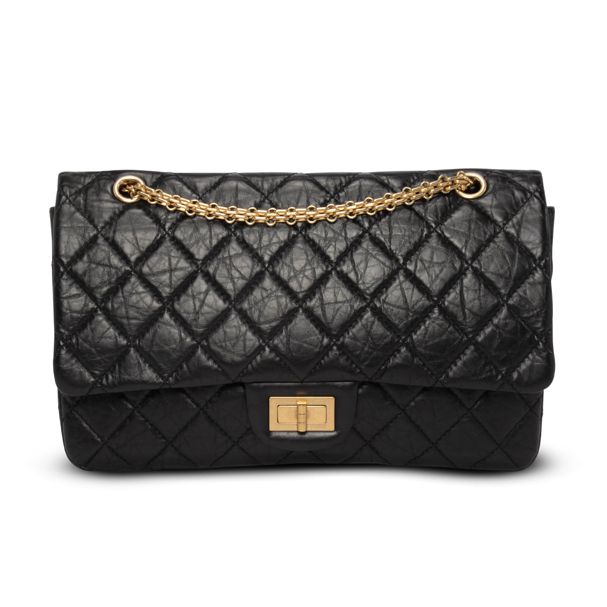 Chanel Black Aged Calfskin 2.55 Reissue 227 Flap Bag