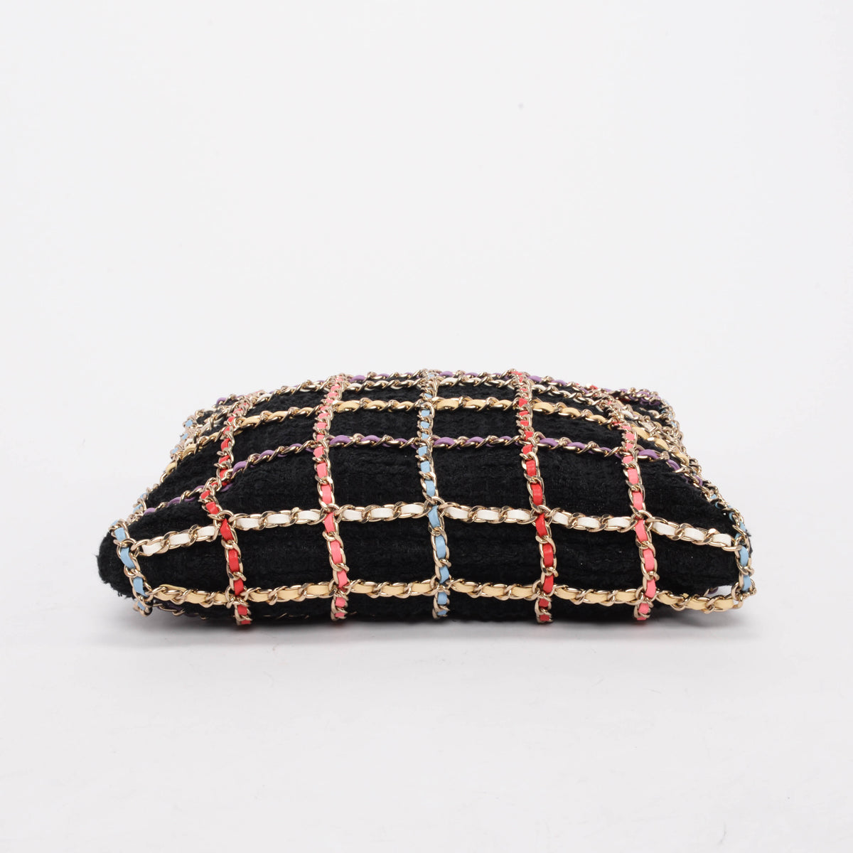 Chanel Black Tweed & Rainbow Chain Large Shopping Tote