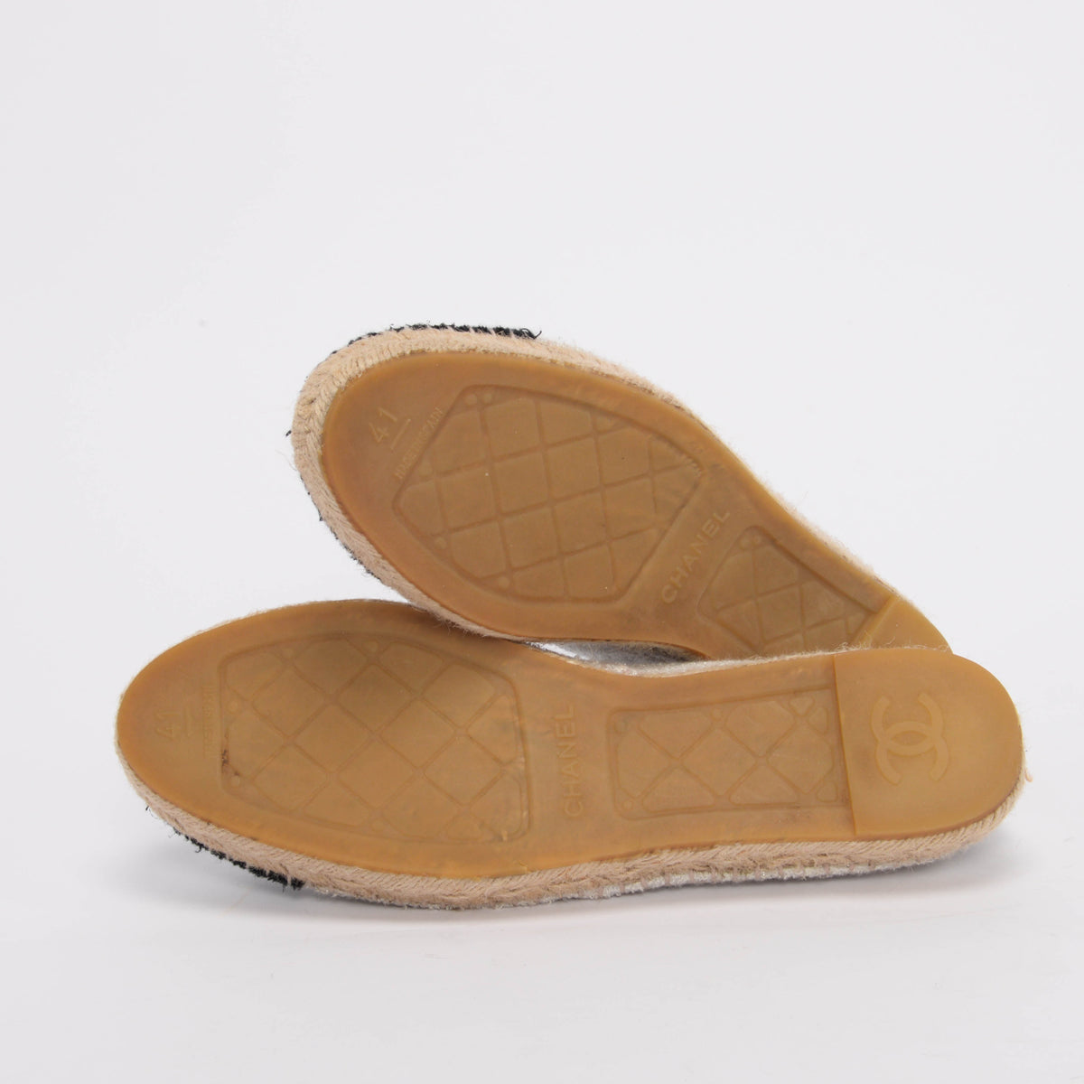 Chanel Light Grey Lurex Boucle CC Espadrilles 41