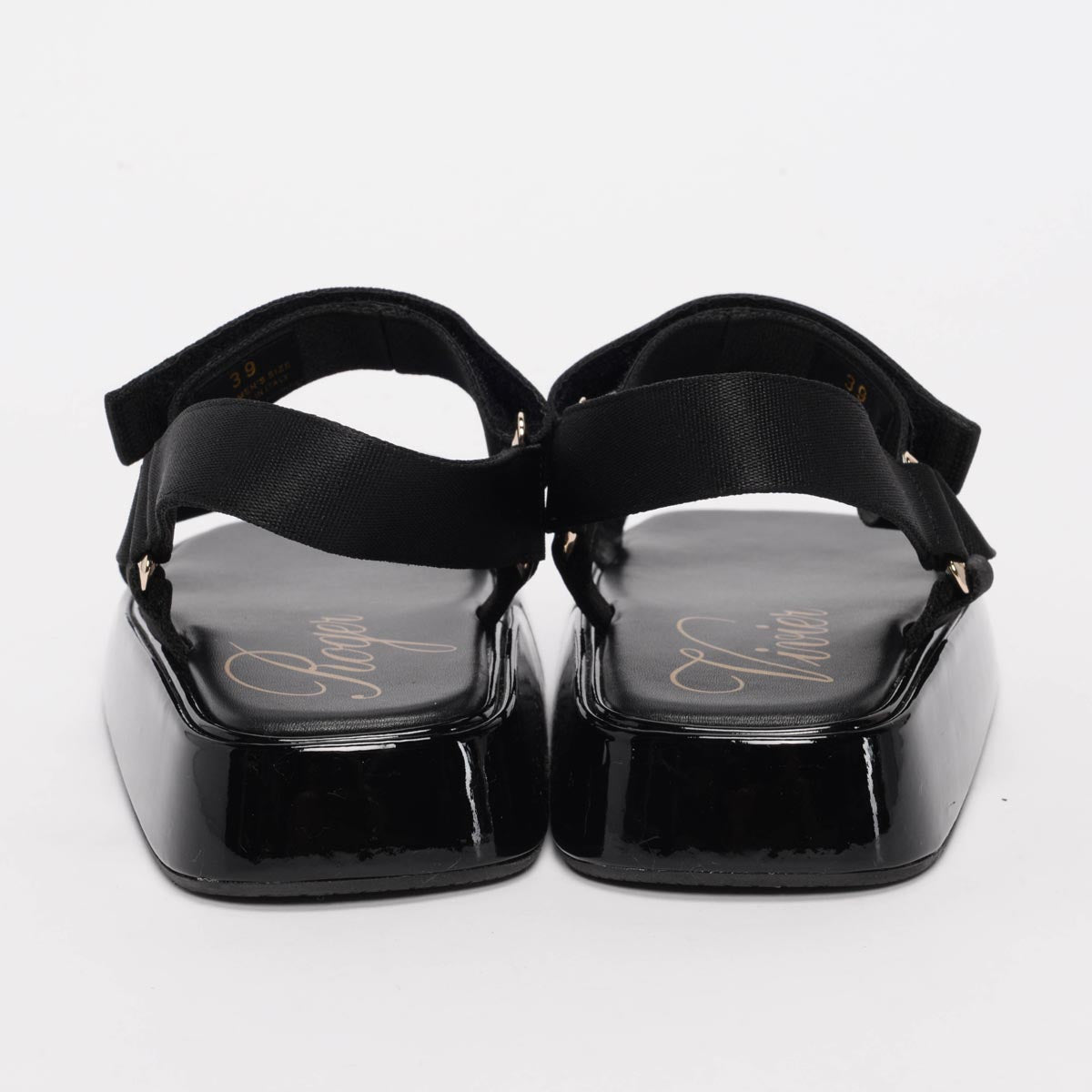 Roger Vivier Black Patent Trekky Buckle Sandals 39