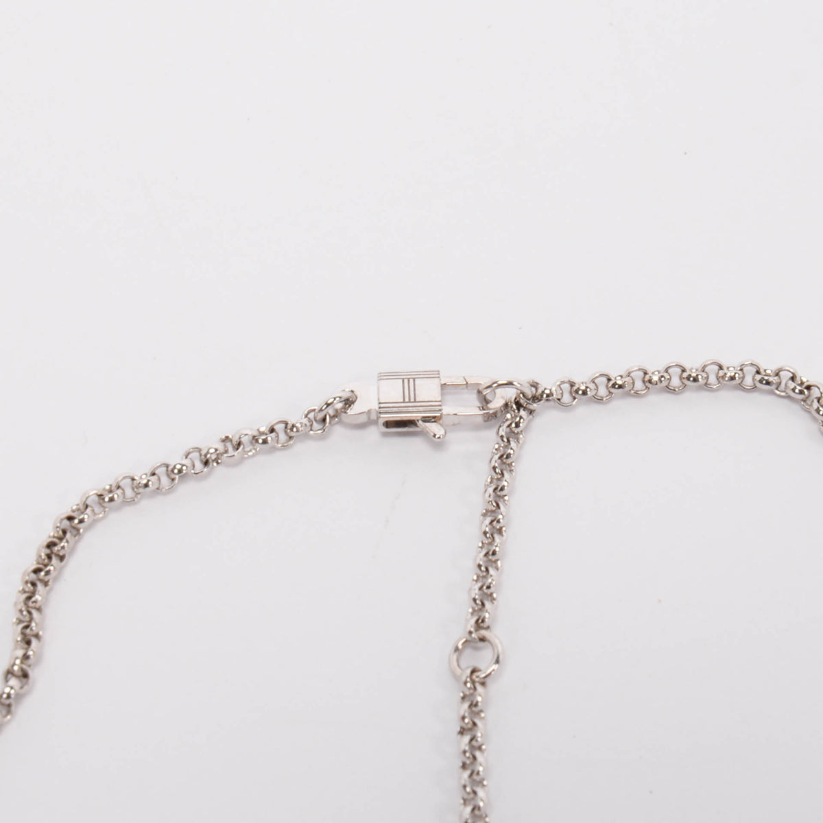Hermes 18k White Gold & Diamond Small Model Kelly Clochette Necklace