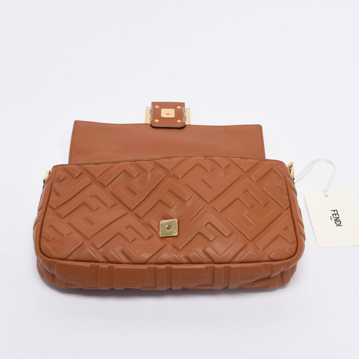 Fendi Brandy Nappa FF Embossed Baguette Bag