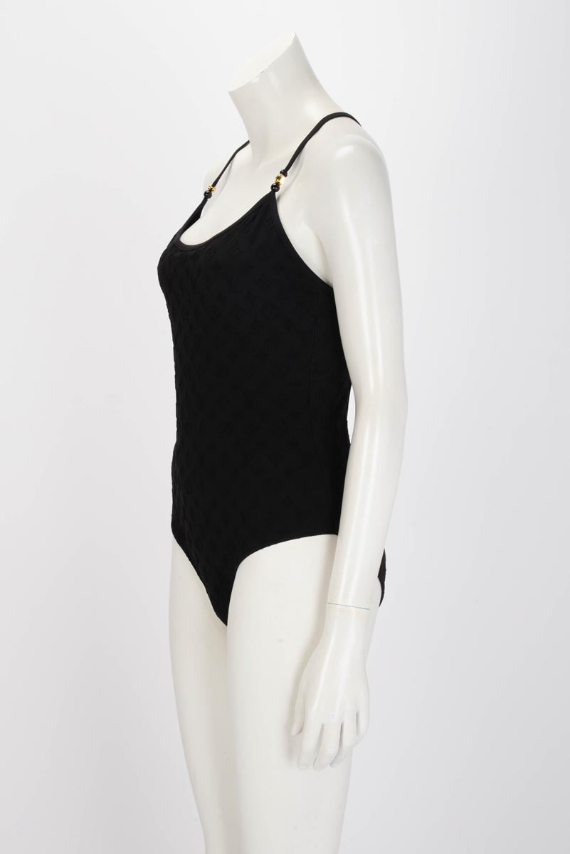 Louis Vuitton Black Monogram Jacquard One Piece Swimsuit FR 42