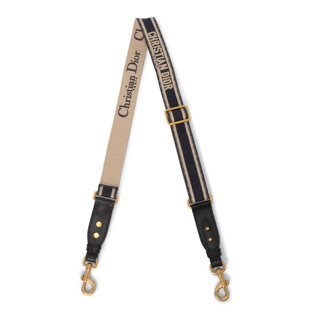 Dior Navy Embroidered Canvas Adjustable Bag Strap