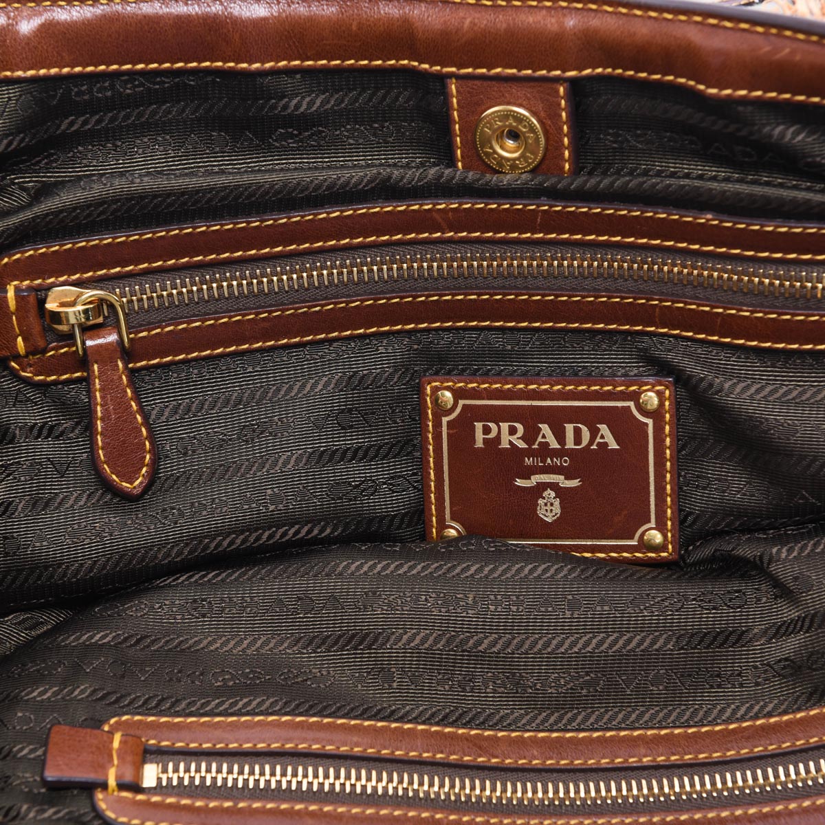 Prada Brown Raffia & Leather Large Tote