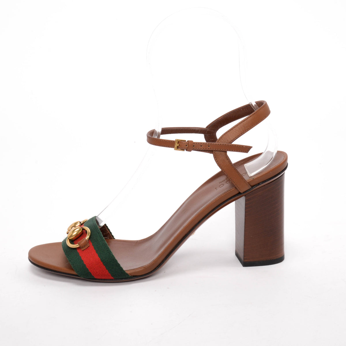 Gucci Brown Leather Vintage Web Horsebit Sandals 39
