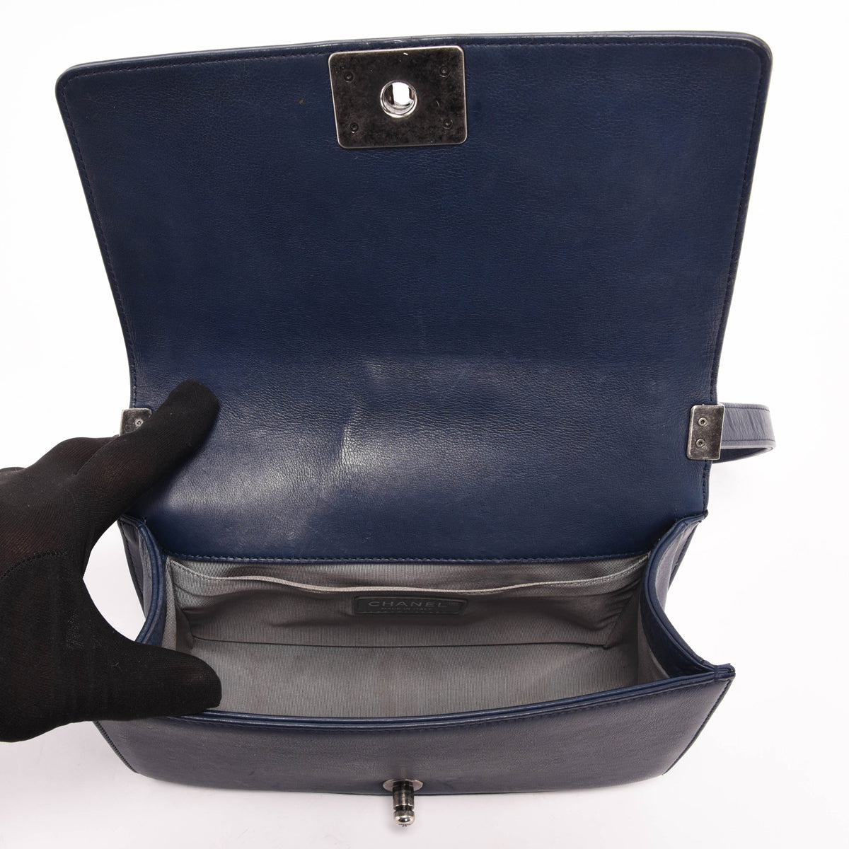Chanel Navy Calfskin Ultra Stitch Old Medium Boy Bag