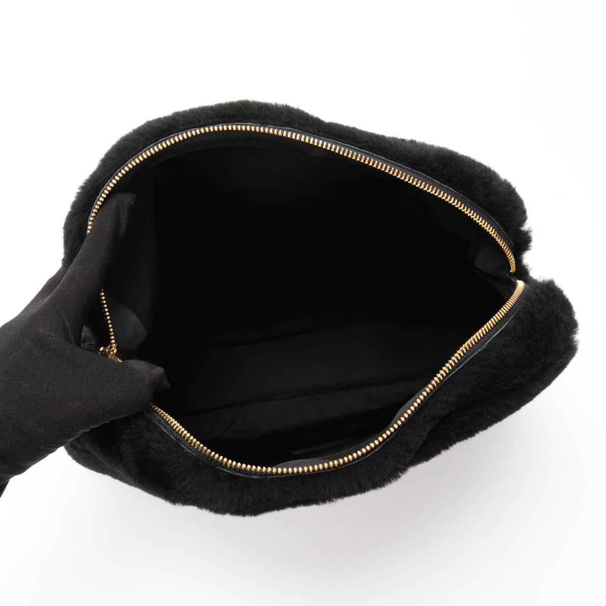 Chanel Black Shearling CC Travel Slippers & Pouch