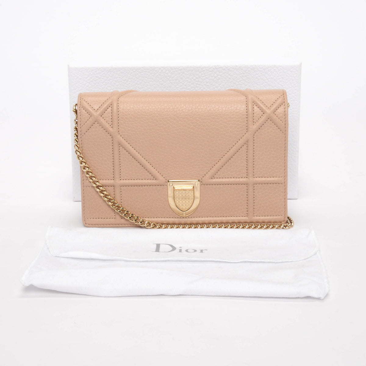 Dior Nude Calfskin Diorama Wallet On Chain