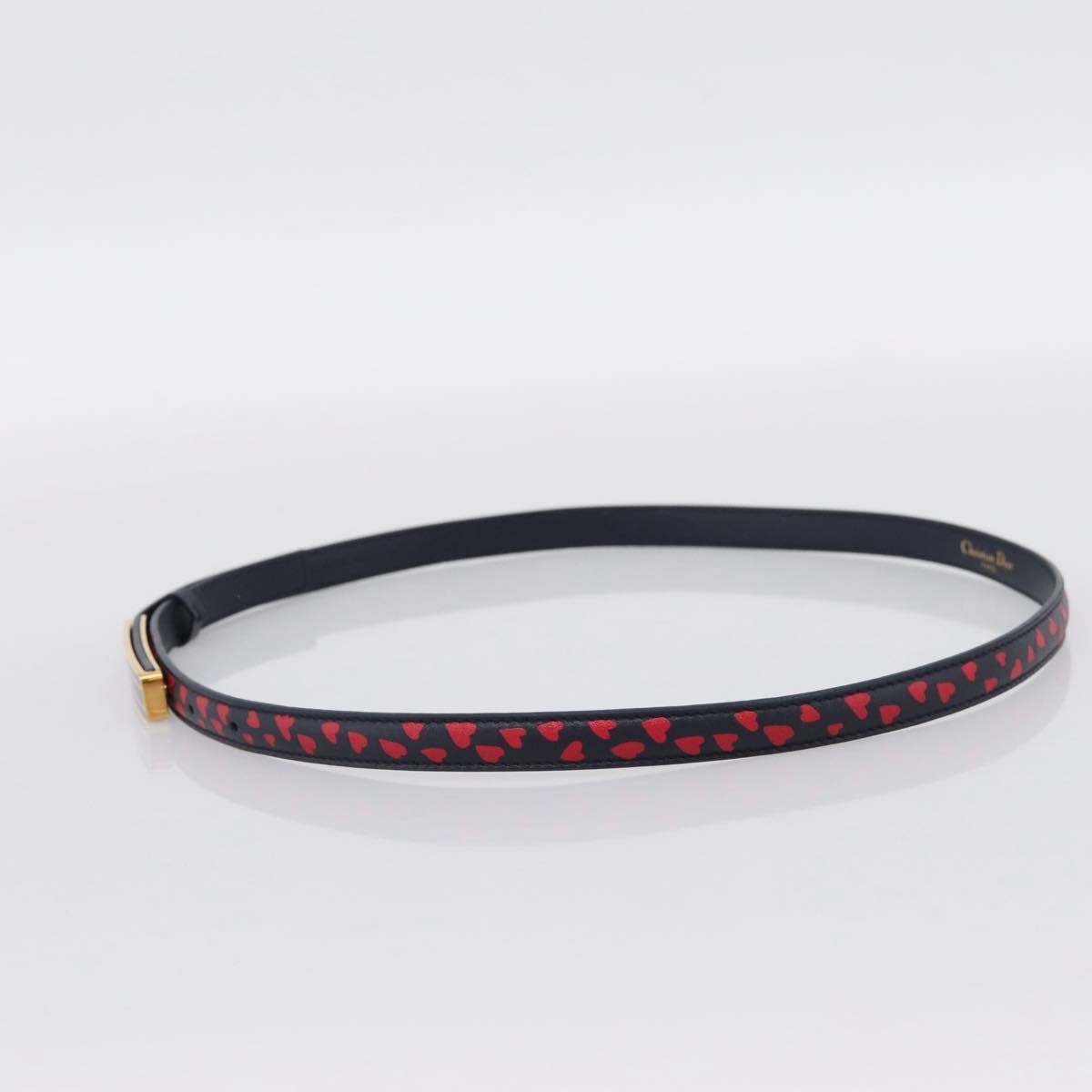 Dior Dark Navy Heart Print Skinny Belt
