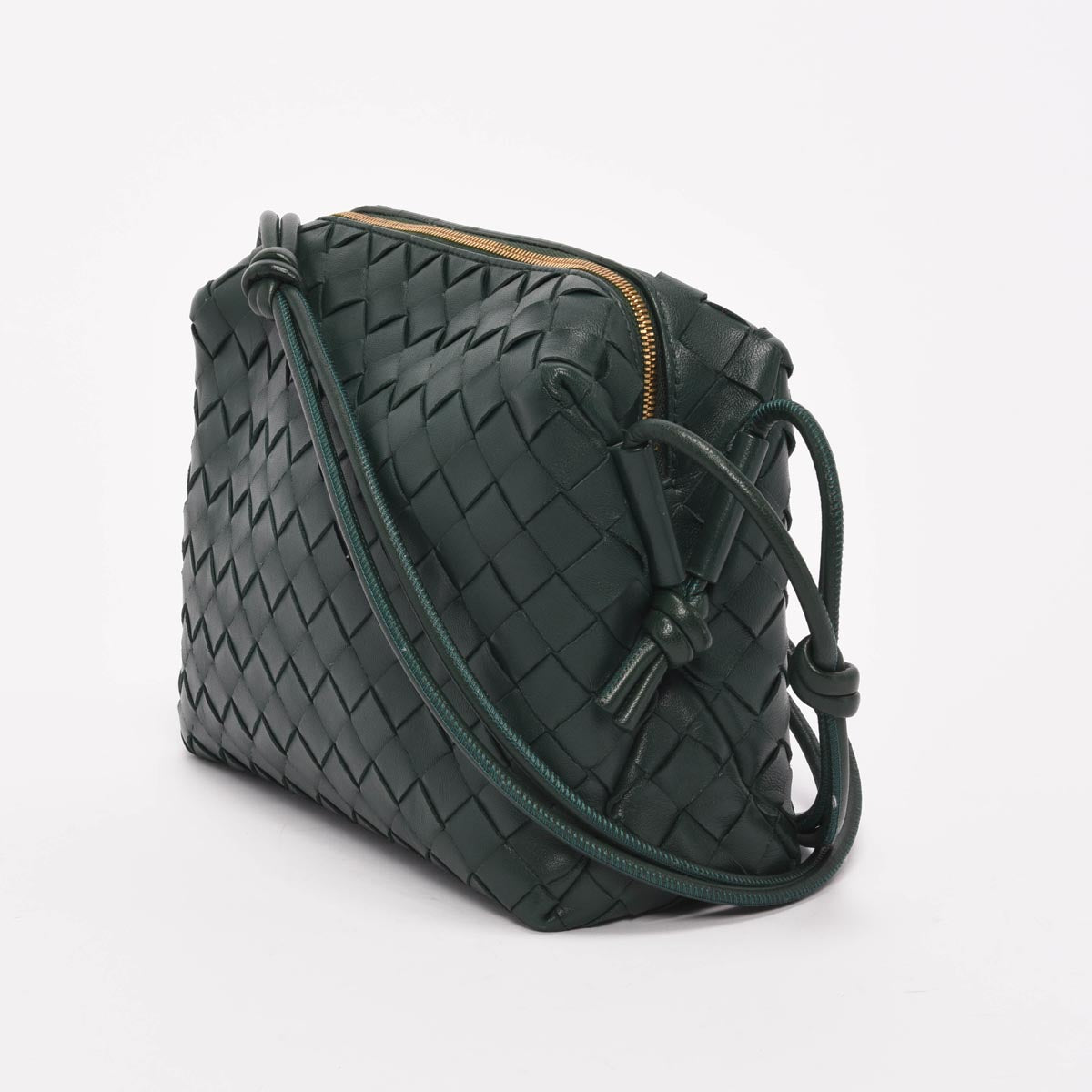 Bottega Veneta Forest Green Intrecciato Small Loop Camera Bag