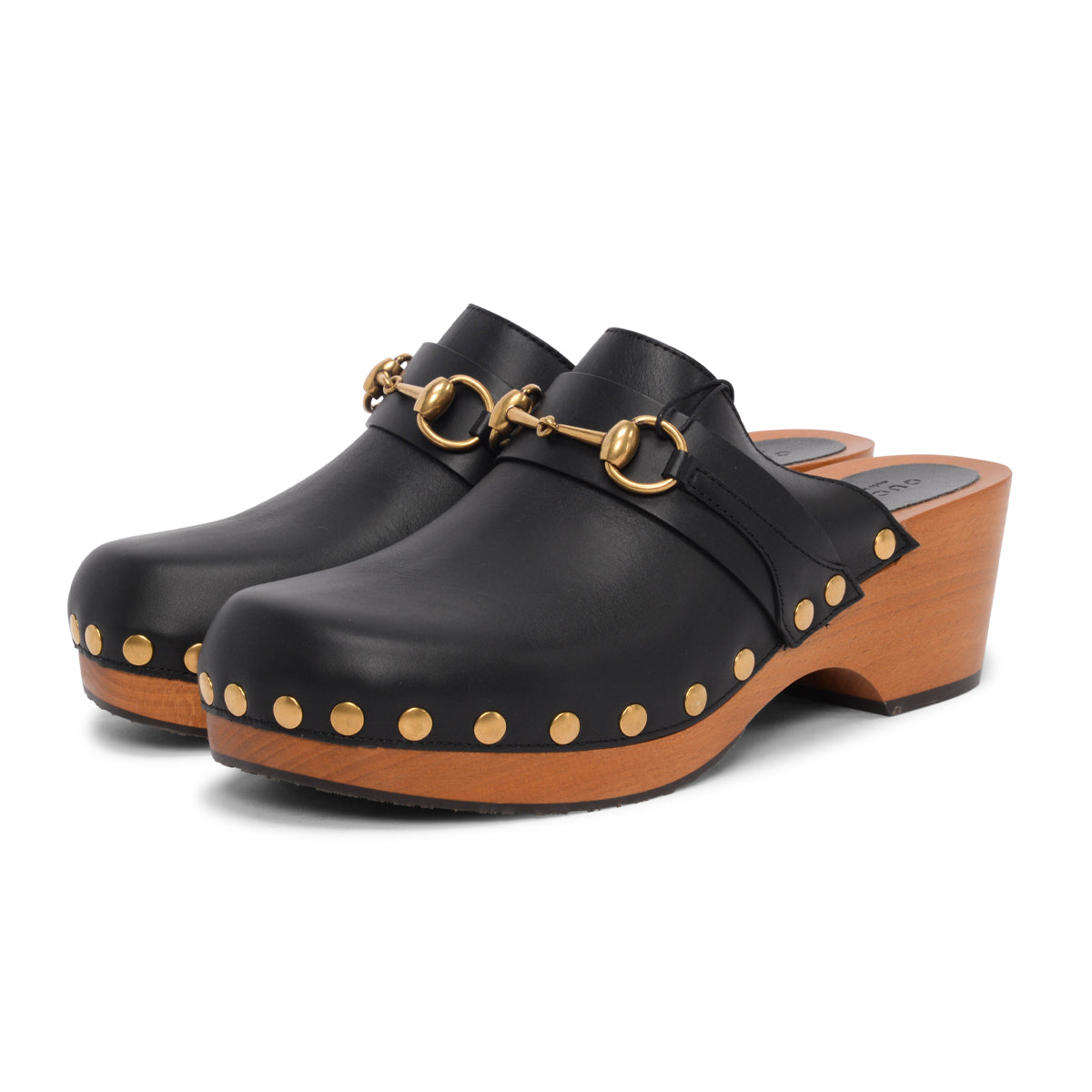 Gucci Black Calfskin Horsebit Clogs 40