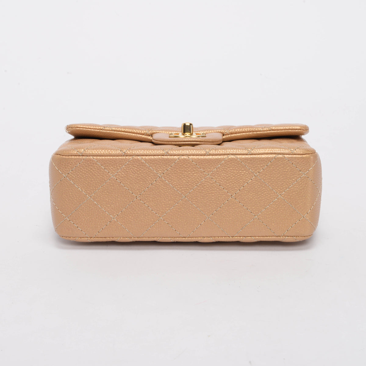 Chanel Pearly Gold Caviar Mini Rectangular Flap Bag