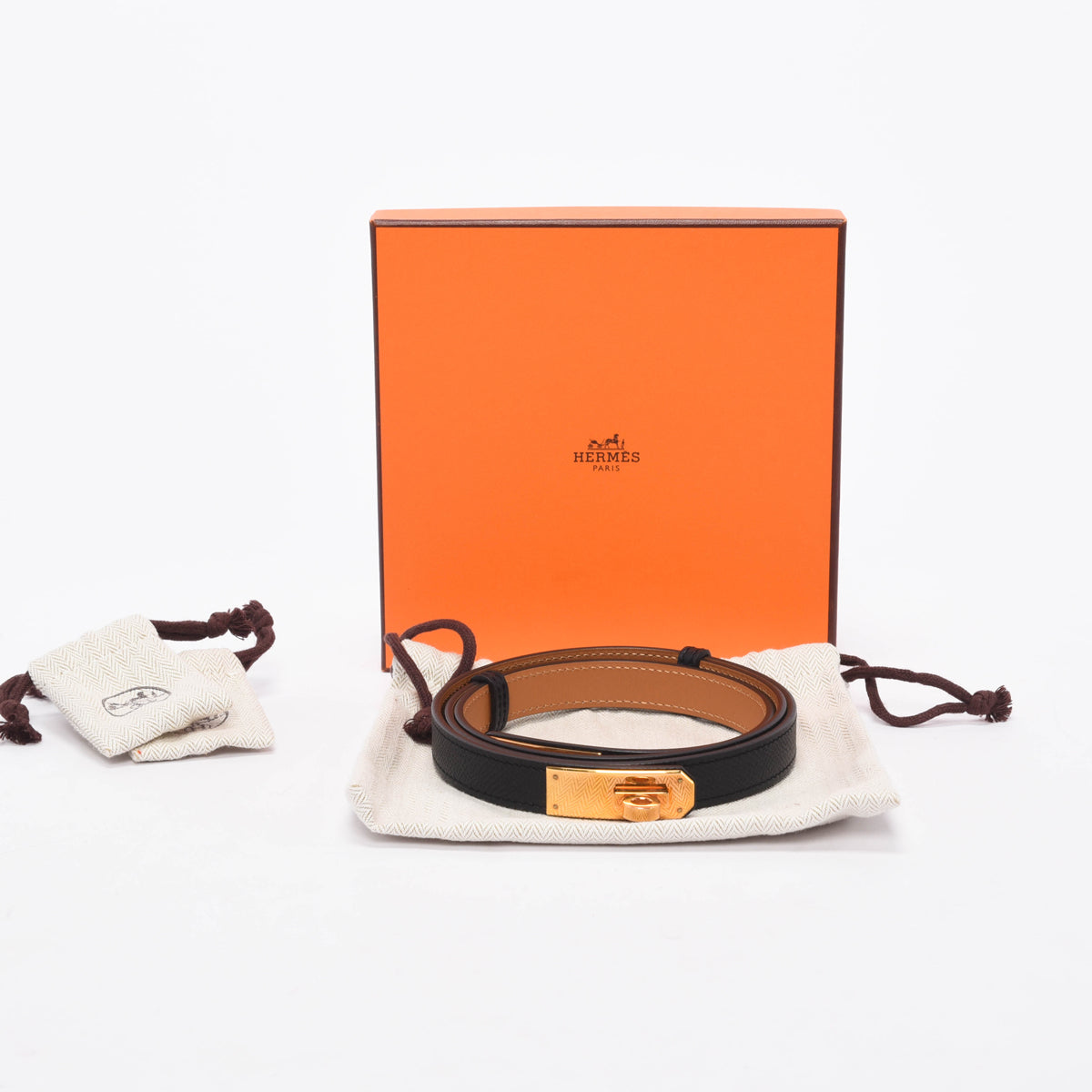 Hermes Black Epsom Kelly 18 Belt