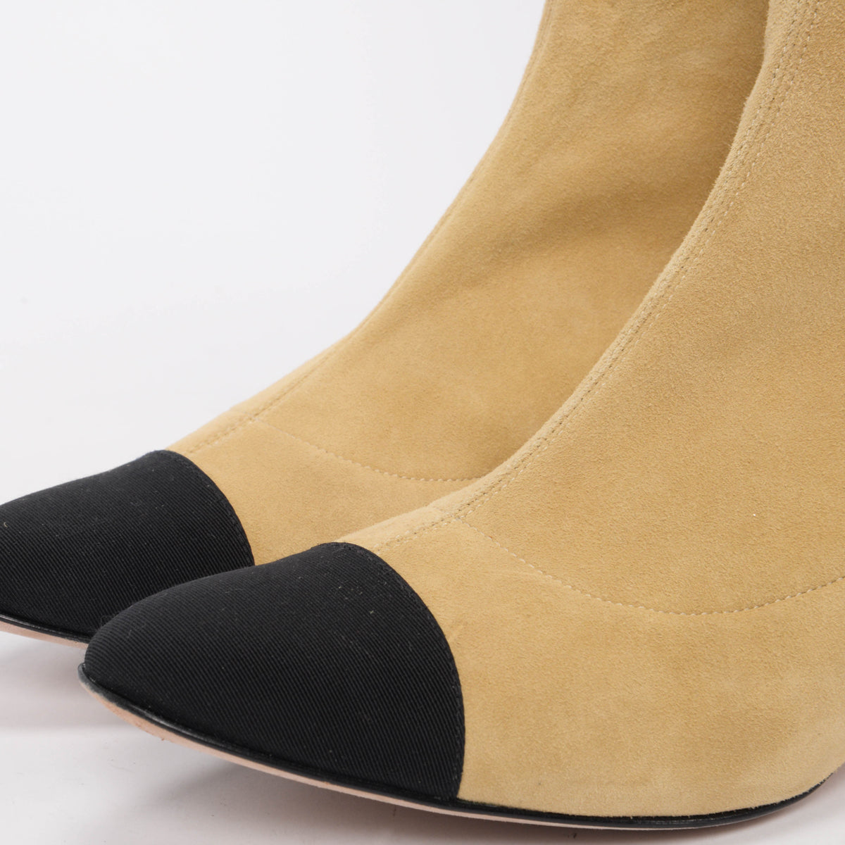 Chanel Beige Stretch Suede Knee Length Boots 40.5