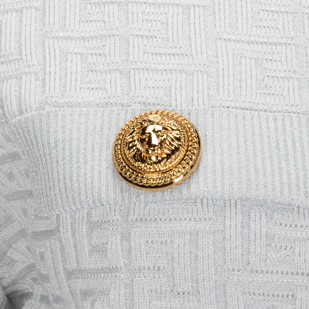 Balmain Light Blue Jacquard Knit Monogram Zip Jacket FR 46