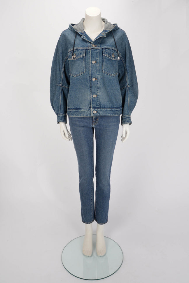 Dior Stonewashed Denim Oversized Hooded Jacket FR 38