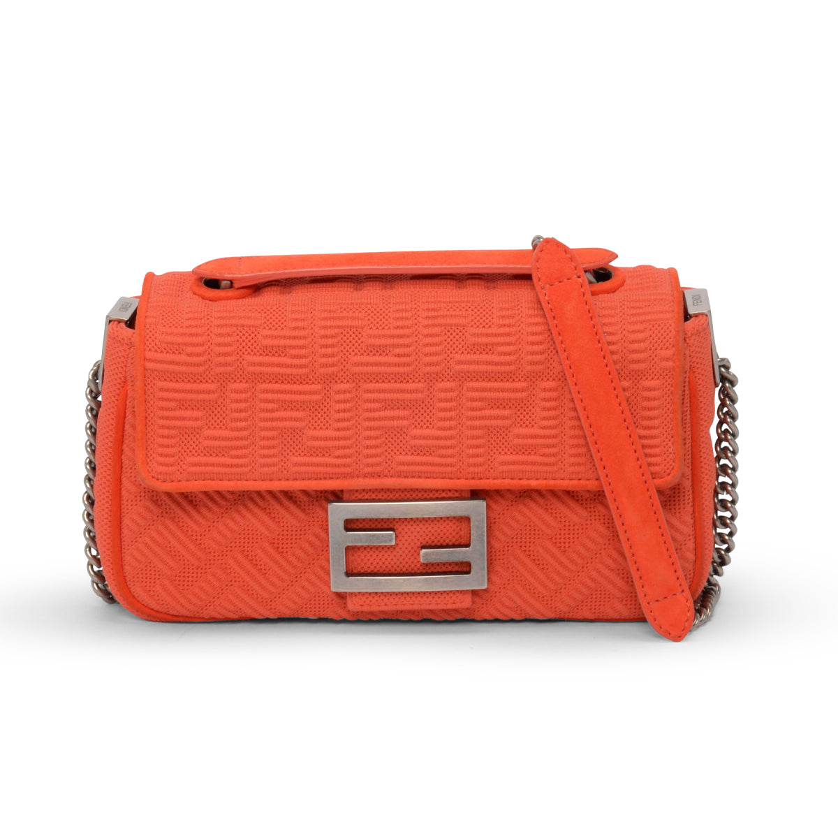 Fendi x Skims Orange Technical Knit Midi Chain Baguette